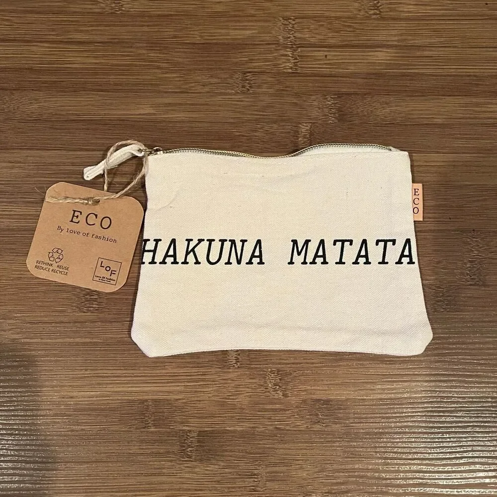 Eco Zipper Pouch Hakuna Matata Printed Traveler Organizer Cosmetic Small Makeup